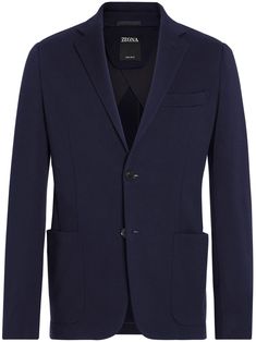 navy blue wool notched lapels front button fastening long sleeves chest welt pocket two side patch pockets Lapel Blazer, Blazer Blue, Blue Wool, Welt Pocket, Blazer Jacket, Top Brands, Navy Blue, Long Sleeves, Blazer