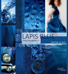 an advertisement for lapis blue with images of mountains and flowers