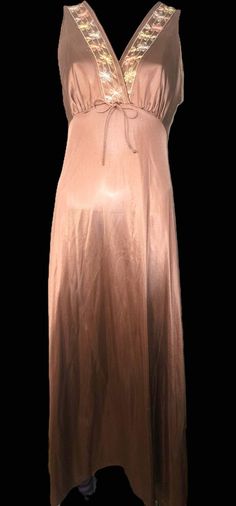 Vintage 1980s Beautiful Brown full length sleeveless Nightgown Moomoo Nightgown, Fancy Nightgown, Nightgown Aesthetic, Sleeveless Nightgown, Womens Nightgowns, Silk Nightgown, The Catch, Nightgowns, Night Gown