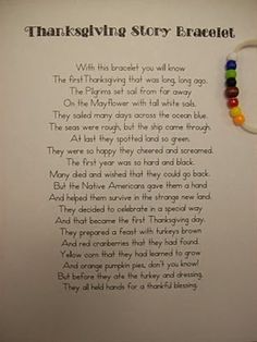 a poem written on a white wall with beads hanging from it's sides and the words thanksgiving story errolot