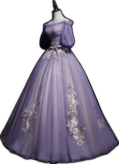 Purple Organza Ball Gown For Prom Season, Purple Princess Gown For Prom Season, Purple Organza Ball Gown Floor-length, Purple Organza Floor-length Ball Gown, Purple Floor-length Organza Ball Gown, Purple Organza Ball Gown, Purple Organza Ball Gown Dress, Purple Tulle Ball Gown For Banquet, Purple Tulle Floor-length Ball Gown