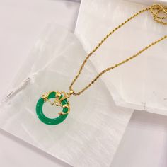 CIRCLE DRAGON JADE necklace Circle Dragon, Dragon Green, Green Jade Necklace, Attracting Wealth, Bad Intentions, Jade Necklace, Figaro Chains, Stainless Steel Pendant, Good Energy