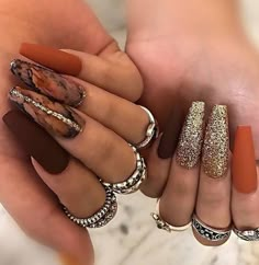 Nails Round, Nails Oval, Simple Fall Nails, Fall Nail Art Designs, Pointed Nails, Nails Square, Round Nails, Foil Nails