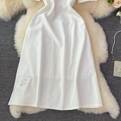 Color : White Fabric: blendedSize(cm): S,MS: Full length 103, bust 88, waist 78M: Full length 104, bust 92, waist 82 (Due to the different measurement methods ,there is an error of 1-3, the measurement unit: cm) Summer White Dress, Summer White, Sling Dress, Cute Sandals, White Dress Summer, Festival Dress, Sweet Dress, Maxi Dress Party, Square Necklines