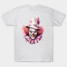 Pink Halloween Clown -- Choose from our vast selection of Crewneck and V-Neck T-Shirts to match with your favorite design to make the perfect graphic T-Shirt. Pick your favorite: Classic, Boxy, Tri-Blend, V-Neck, or Premium. Customize your color! For men and women. Halloween Pop Culture T-shirt With Sublimation Print, Halloween White Graphic T-shirt, White Halloween T-shirt With Graphic Design, White Graphic T-shirt For Halloween, White Halloween Graphic Design T-shirt, Halloween Pop Culture T-shirt With Funny Print, White Horror T-shirt With Crew Neck, White Horror Crew Neck T-shirt, Halloween Graphic Design Short Sleeve T-shirt