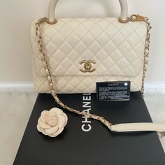 Good Condition Worn 4 Times Included- Box Dustbag And Certificate Card Chanel Bags, Gold Hardware, Top Handle, Leather Bag, Limited Time, Coco, Dust Bag, Chanel, Bag Lady