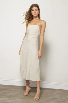 MARLEY MIDI DRESS – Line & Dot Beige Square Neck Midi Dress For Party, Lined Dresses With Straight Neckline For Day Out, Date Night Square Neck Sundress Midi Dress, Lined Dress With Straight Neckline For Date Night, Date Night Square Neck Sundress, Casual Square Neck Lined Dress, Lined Straight Neckline Dress For Date Night, Spring Midi-length Lined Slip Dress, Sundress Style Lined Midi Dress For Brunch