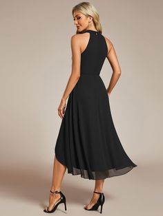 This Dress is fashionable for every occasion. the dress is made-to-order by professional tailors. You can choose from 50 colors, Regular sizes 2 to 16 and plus sizes 14w to 26W. Custom size is also available. Elegant Midi Length Sleeveless Evening Dress, Chic Solid Color Bridesmaid Midi Dress, Elegant Spring High Low Dress For Formal Events, Elegant High Low Dress For Formal Spring Events, Elegant High Low Dress For Spring Formal, Elegant Formal High Low A-line Dress, Elegant Halter Neck Midi Dress, Elegant Sleeveless Dress With Asymmetrical Hem For Party, Elegant Halter Neck Solid Color Dress