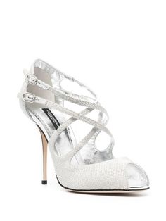 Shop silver Dolce & Gabbana crossover strappy sandals with Express Delivery - Farfetch Dolce And Gabbana Shoes, Platforms Sandals, Storage Platform, Shoes Boots Heels, Silver Sandals, Silver Heels, Boots Heels, Heels Pumps, Platform Bed