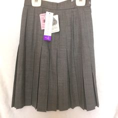 J.H. Collectibles Gray Pleated Wool Skirt Nwt Sz 4 12 Inches Flat Across Waist 20 Inches Long 17 1/2 Inches Flat Across Hip Area Unlined Side Zipper Hook And Button New Vintage Excellent Condition Great Pleated Skirt Neutral So It Goes With Anything- Dress Up Dress Down Add A Nice Blouse And Bundle Gray Pleated Bottoms For School, Classic Fitted Skirt For School, Fitted Knee-length Skirt For School, Fitted Gray Skirt For School, School Fitted Knee-length Skirt, Fitted Knee-length School Skirt, Gray Fitted Skirt For School, Gray Pleated School Bottoms, Classic Fitted Gray Pleated Skirt