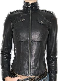 Classic Fitted Leather Jacket With Zipper, Classic Fitted Leather Jacket With Zipper Closure, Modern Fitted Leather Biker Jacket, Luxury Fitted Biker Jacket, Fitted Moto Leather Jacket With Zipper Closure, Designer Fitted Leather Jacket, Designer Fitted Leather Jacket With Zip Fly, Fitted Biker Leather Jacket With Zip Fly, Sleek Fitted Leather Jacket For Winter