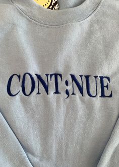 ✰UNISEX✰Hand drawn and designed✰Embroidered sweatshirt✰Photo features Blue Sweatshirt with Dark Blue Embroidery