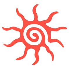 an orange sun with spirals on it