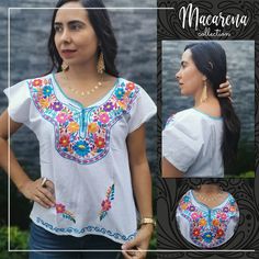 This handmade Mexican shirt has been embroidered with beautiful colorful flowers. It will look great with any color skirt or pants. It has short sleeves and a scoop neckline. This is a nice comfortable casual cotton shirt. It is perfect as a gift for a friend or someone special. About Our Items: Each one of our items is handmade/hand woven by Indigenous communities of Chiapas and Oaxaca in Mexico. Great care has been taken to ensure the quality and uniqueness of each item we sell. Our items are Traditional Mexican Shirts, Mexican Shirts, Blouse Price, Floral Blouse, Embroidered Blouse, Floral Shirt, Twist Hairstyles, Ethnic Fashion, Cotton Shirt