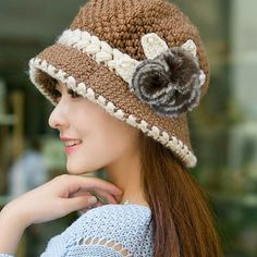 Fashion Women Lady Winter Warm Crochet Knitted Flowers Decorated Ears Hat KH Size: one size.  Color: Beige.  Gender: unisex.  Age Group: adult. Dinner Outfit Winter, Baseball Caps Fashion, Crochet Beanie Hat, Crochet Cap, Wool Caps, Knitted Flowers, Winter Hats Beanie, Ear Hats, Womens Baseball Cap