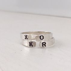 Our Personalized Open Cuff Ring might be small but it makes a mighty statement. This gorgeous minimalist style ring is perfect for stacking two, three, even four or layering with other ring styles. The fact that you can personalize it with initials and other designs just makes it even better or leave it blank, it's totally up to you. Besides initials this piece can be personalized with numbers, heart, star or flower symbol. This ring is hand made and stamped in our studio at the time of order, o Open Cuff Ring, Flower Symbol, Stamped Rings, Cuff Ring, Ring Styles, Silver Stacking Rings, Rose Gold Chain, Cuff Rings, Personalized Rings