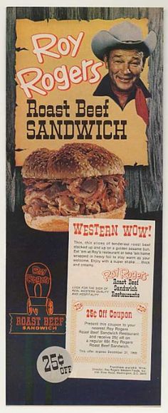 an old advertisement for roast beef sandwiches