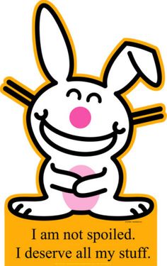 an image of a cartoon bunny with pink cheeks and legs, sitting on the ground