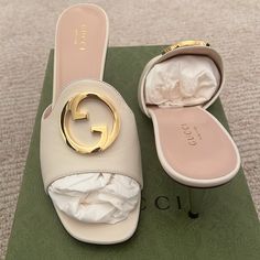 Brand New, Never Worn. Got Them For My Mom But Didn’t Fit Her. Perfect Pair Of Heels For Any Occasion! Size 39 (Europe). Authentic Product. Gucci Open Toe Calf Leather Sandals, Gucci Calf Leather Open Toe Sandals, Gucci Luxury Sandals With Branded Insole, Elegant Gucci Calf Leather Mules, Gucci Leather Sandals With Branded Heel Counter, Gucci Calf Leather Sandals For Summer, Gucci Summer Calf Leather Sandals, Gucci Calf Leather Sandals For Evening Wear, Luxury Gucci Mules In Calf Leather