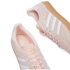 Adidas Gazelle Indoor W Sandy Pink, White & Gum | END. (US) Light Pink Sambas, Gazzele Adidas, Adidas Sambas Pink, Things To Buy Clothes, Adidas Gazelle Colors, Pink Adidas Samba, Adidas Pink Gazelle, Gazzeleadidas Outfit, Church Shoes Women