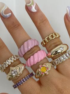 Evry Jewels pastel rings Fimo Ring, Kristina Webb, Chunky Rings, Diy Rings