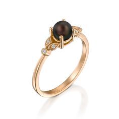 black Pearl Engagement Ring, Pearl Wedding Ring, 14k gold pearl ring, diamond pearl ring, black tahitian pearl rings, Black Pearl Ring black Freshwater Pearl engagement ring with lovely diamonds, set in 14k solid gold. ► FEATURES; Gemstones: Freshwater Pearl: 4- 5mm , Diamond: 4*1mm Total diamond carat weight: 0.03 (Color H; clarity VS) Material options: 14k rose gold, 14k yellow gold, 14k white gold Size: all ring sizes are available How to Order: Please select your preferred size and material Elegant Black Pearl Ring For Gift, Wedding Tahitian Pearl Ring In Yellow Gold, Wedding Yellow Gold Tahitian Pearl Ring, Anniversary Black Tahitian Pearl Ring, Fine Jewelry Tahitian Pearl For Wedding, Gold Tahitian Pearl Rings For Wedding, Tahitian Pearl Fine Jewelry For Wedding, Classic Black Pearl Ring, Tahitian Pearl Wedding Ring Jewelry