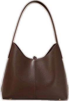 Chic Business Hobo Bag With Leather Handles, Rectangular Leather Hobo Bag For Office, Chic Leather Satchel For Daily Use, Modern Leather Tote Shoulder Bag, Handheld Leather Bucket Bag For Office, Chic Leather Bucket Bag For Business, Leather Shoulder Bag With Leather Handles, Modern Brown Baguette Bag For Shopping, Brown Leather Baguette Bag For Office