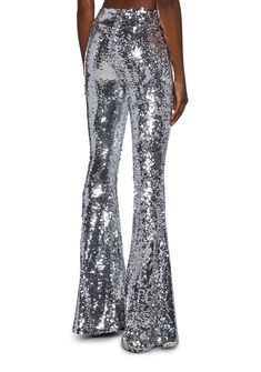 cuz groove to that shattered glass! These flares have a stretchy sequin construction, a flared leg silhouette, and a back zip closure. Rhinestone Pants, Sequin Flare Pants, Silver Sequin Top, Dancers Outfit, Music Festival Outfits, Stage Outfit, Mirror Ball, Concert Looks, School Clothes