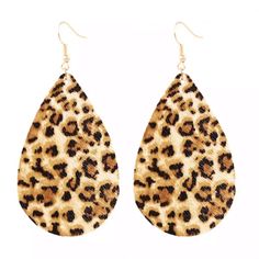 Super Cute And Trendy! Animal Print Material, Very Lightweight Gold Plated Earring Hooks Firm Price Animal Print Earrings, Teardrop Dangle Earrings, Drop Dangle Earrings, Earring Hooks, Water Drop, Gold Plated Earrings, Leather Earrings, Pu Leather, Leopard Print