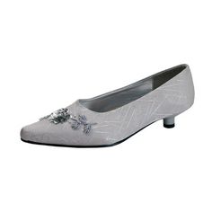 Silver Shoes Low Heel, Ladies Shoe, Silver Pumps, Corporate Outfits, Wide Width Shoes, Low Heel Shoes, Silver Shoes, Pump Dress, Low Heels