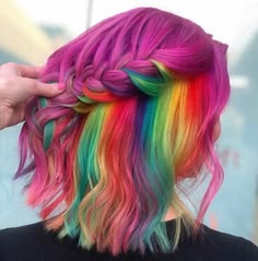 Neon Rainbow Hair, Hair Color Bob, Neon Hair Color, Color Bob, Hair Colorful, Pulp Riot Hair, Neon Hair