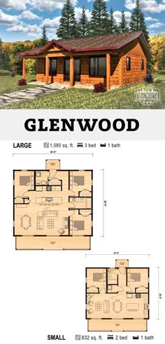 the floor plan for a small cabin with lofts and living quarters, as shown in this