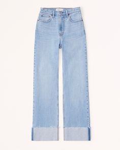 Women's High Rise 90s Relaxed Jean | Women's Clearance | Abercrombie.com Womens Cuffed Jeans, Chill Jean Outfits, Nice Jeans Outfit, Petite Jeans For Women, Women’s Jeans, Trendy Flare Jeans, High Rise 90s Relaxed Jean, Aesthetic Jeans, Light Grey Leggings