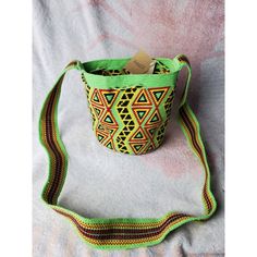 Authentic Wayuu Mochila Colombian Bucket Bag Handmade Multicolored 6" X 7" Nwt. Green Handheld Bucket Bag With Adjustable Strap, Handheld Green Bucket Bag With Adjustable Strap, Green Bucket Shoulder Bag Gift, Green Bucket Shoulder Bag For Gift, Green Rectangular Bucket Bag As Gift, Green Rectangular Bucket Bag For Gifts, Rectangular Green Bucket Bag As A Gift, Traditional Multicolor Shoulder Bag With Removable Pouch, Green Bucket Bag With Removable Pouch