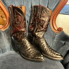 Gorgeous Burgundy And Black Ostrich Boots. Good Used Condition, See Photos. Size 11b Box1 Lucchese Boots Mens, Lucchese Boots, Ostrich Boots, Cowboy Western, Western Cowboy Boots, Shoes Men, Western Boots, Cowboy Boots, Men's Shoes