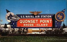 a sign for the u s naval air station in rhode island, n c is shown