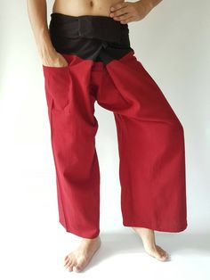 "Unisex Thai fisherman pants. One size fits all. You can wear in many occasions, casual wear, yoga wear, maternity wear, relax at home, travel etc. If you are looking for some pants that you can wear everywhere, comfortable, relax and Easy to wear. Thai fisherman pants is Answer!! Nice gift for yourself or your lover One pocket on the side for storing your items such as wallets, mobile phones, etc Approx. Measurements: One size can fits most and 1 Pockets Measurement Waist 27\" (69 cms) Length 4 Casual Cotton Harem Pants For Relaxation, Cotton Bottoms With Pockets For Relaxation, Relaxation Yoga Pants With Pockets, Cotton Bottoms For Relaxation, Stretch Cotton Pants For Relaxation, Comfortable Full-length Harem Pants With Pockets, Straight Cotton Pants For Relaxation, Cotton Harem Pants For Relaxation, Cotton Straight Pants For Relaxation