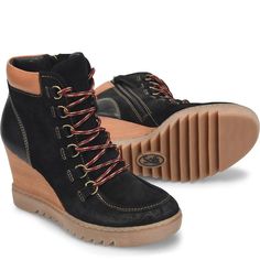 Casual Leather Lace-up Wedge Boots, Sporty Suede Boots For Fall, Sporty Leather Platform Boots, Casual Lace-up Leather Wedge Boots, Leather Sporty Boots For Spring, High-top Suede Waterproof Boots, Sporty Leather Spring Boots, Sporty Leather Boots For Spring, Casual Leather Wedge Boots For Spring