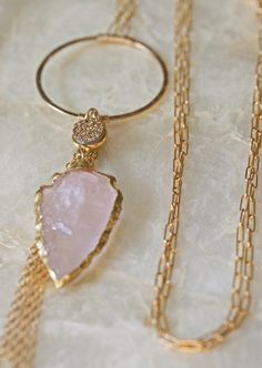 Arrowhead Necklace Druzy Necklace Gold by LHJewelryBoutique Necklace Long Gold, Long Gold Necklace, Arrowhead Necklace, Druzy Necklace, Gold Long Necklace, Necklace Long, Gold Dipped, Layering Necklace, Druzy Ring