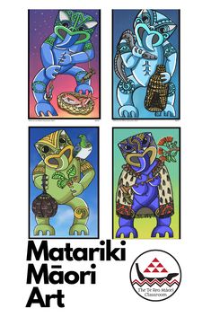 four different pictures with the words mataki major art