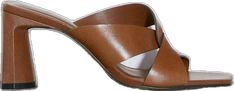 Casual Leather Sandals For Office, Brown Summer Office Sandals, Elegant Brown Sandals For Beach, Brown Office Sandals For Summer, Chic Brown Office Sandals, Casual Leather Mules For Evening, Chic Brown Sandals For Office, Elegant Leather Mules For Beach, Chic Brown Sandals For Workwear