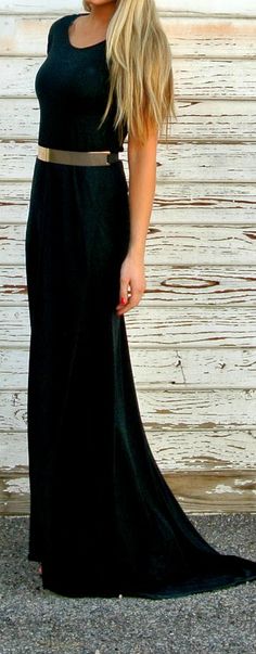 Modest black formal dress with gold belt.   The girl wearing it made it in like an hour out of fabric from a yard sale. Black Formal Dress, Cheesecake Cookies, Gold Belt, Black Dress Formal, Black Formal, Oreo Cheesecake, Dressy Dresses, Fashion Belts, 5 Ingredient