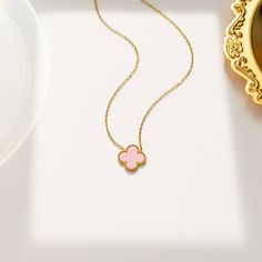 7967 Elegant Pink Chain Necklace With Delicate Chain, Pink Pendant Jewelry With Clavicle Chain, Pink Sterling Silver Jewelry With Delicate Chain, Fine Jewelry Flower Pendant Tarnish Resistant, Fine Jewelry With Tarnish Resistant Flower Pendant, Fine Jewelry Pink Flower Shaped Jewelry, Dainty White Gold Necklace With Gold Chain, Rose Gold Plated Jewelry With Gold Chain, Rose Gold Plated Jewelry In Flower Shape