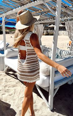 You'll want to wear the Sweeney Dress every day on vacay! The cutest neutral crochet creates this easy fit coverup with a high neck and mini hem. Perfect thrown over our signature scrunch swim. Neutral Crochet, Travel Fits, Crochet Cover Up, Granny Chic, Cute Swimsuits, Halter Mini Dress, Show Me Your Mumu, Swimsuit Cover Ups, Cover Up Dress