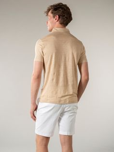 These Aurélien Linen Polo Shirt Beige for Men Medium symbolize Mediterranean style and ultimate comfort. A combination of traditional details and a contemporary twist. This model is made in  . The  Polo Shirts are made entirely by hand in Italy. For exclusive, luxurious and handmade Italian Polo Shirts you've come to the right place at Aurélien! Classic Beige Collared Polo Shirt, Classic Beige Polo Shirt With Collared Neckline, Classic Beige Polo Shirt, Classic Beige Polo Shirt With Johnny Collar, Luxury Formal Polo Shirt With Collared Neckline, Elegant Fitted Polo Shirt For Semi-formal Occasions, Elegant Fitted Polo Shirt For Semi-formal Events, Luxury Beige Summer Tops, Luxury Fitted Polo Shirt With Collared Neckline