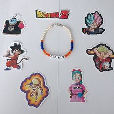 Handmade Goku Bracelet With Orange Crystal Beads, Blue Seed Beads And Off White Round Beads. Measures 7 1/2 Inches Long Which Is Usually The Standard Bracelet Size. Comes With 7 Awesome Vinyl Dragon Ball Z Stickers. Dragon Ball Z Stickers, 7th Dragon, Rubber Band Bracelet, Orange Crystals, Ball Bracelet, Band Bracelet, Rubber Bands, Bracelet Sizes, Dragon Ball Z