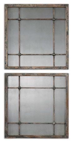 Uttermost Saragano Square Mirrors Set/2 By Casagear Home Rust Decor, Antique Glass Mirror, Square Mirrors, Antique Sofas, Antiqued Mirror, Wandering Jew, Uttermost Mirrors, Brown Mirror, Library Furniture