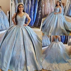 Sparkly Light Blue Quinceanera Dresses Ball Gown V-Neck Lace Appliques Sweet 16 | eBay Sweet 15 Dresses Quinceanera Light Blue, Princess Style Blue Quinceanera Ball Gown, Blue Princess Ball Gown For Quinceanera, Blue Ball Gown For Sweet 16, Blue V-neck Dress For Debutante Ball, Blue Princess Dress For Sweet 16, Princess Style Blue Dress For Sweet 16, Blue Princess Style Quinceanera Dress, Princess Style Blue Quinceanera Dress