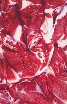 raw meat is shown in red and white