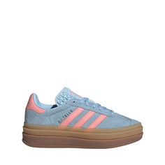 adidas Gazelle Bold Athletic Shoe - Big Kid - Clear Sky / Semi Pink / Silver Pink And Blue Adidas Gazelle, Pink And Blue Gazelle, Platform Adidas Gazelle, Adidas Gazelle Platform, Adidas Gazelles, Cute Adidas Shoes, Gazelle Adidas, Adidas Gazelle Bold, Nike Shoes Women Fashion